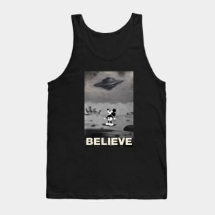 UFO I want to Believe Mickey Mouse Parody Tank Top